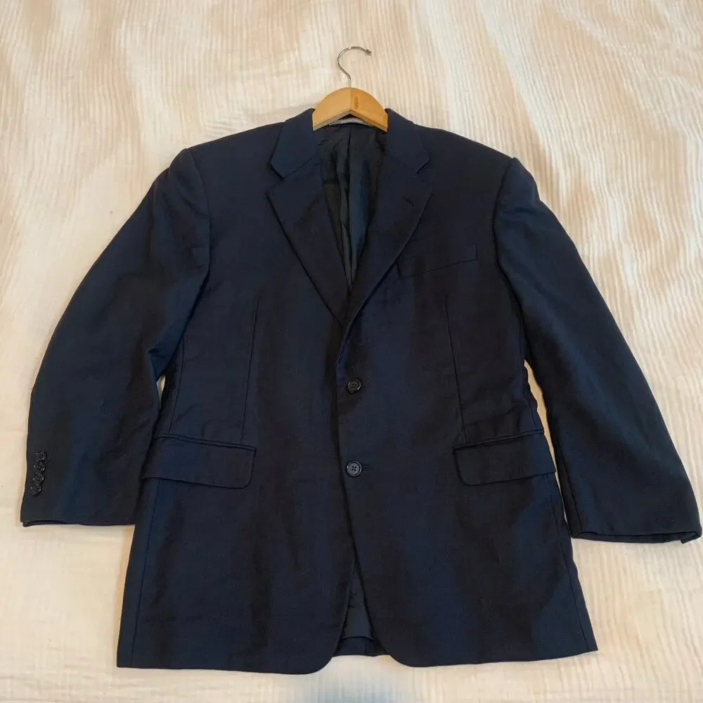 Bespoke Hickey‎ Freeman Men's M Navy Blue Wool Blazer USA